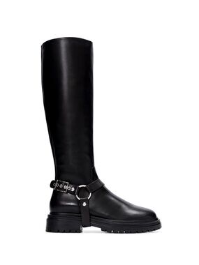 Bared Footwear - Hillstar | Black Over-the-Knee Riding Boots with Harness Ring